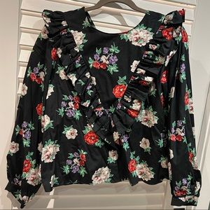 Zara floral printed ruffle blouse top